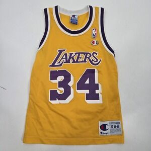 Vintage Shaquille ONeal LA Lakers Champion Jersey Size Boys S 6-8 Yellow Tank